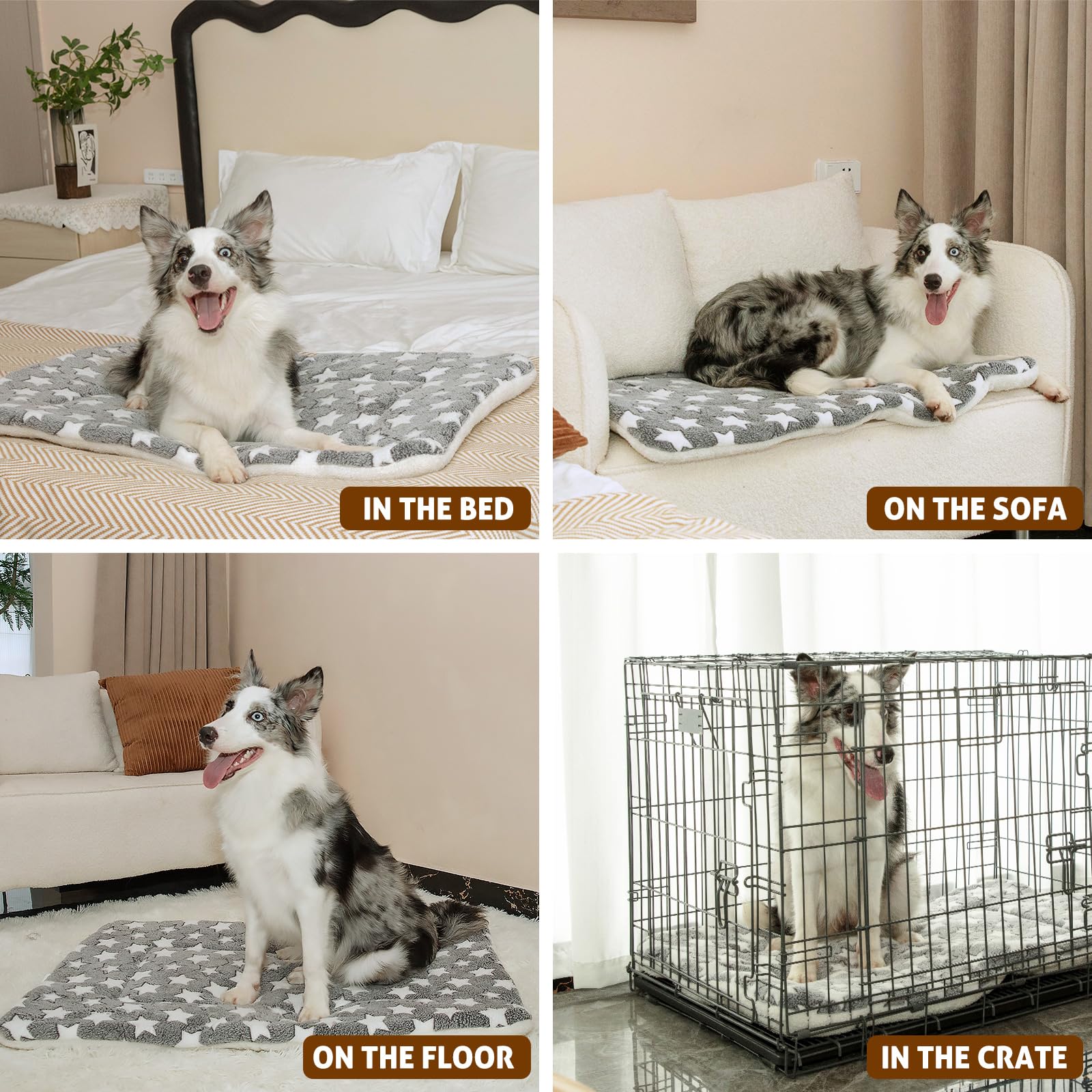 Morapets cama para jaula con estampado estrella gris, uso interior cómodo.