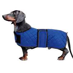 Morezi abrigo dachshund azul marino resistente al agua para paseos.