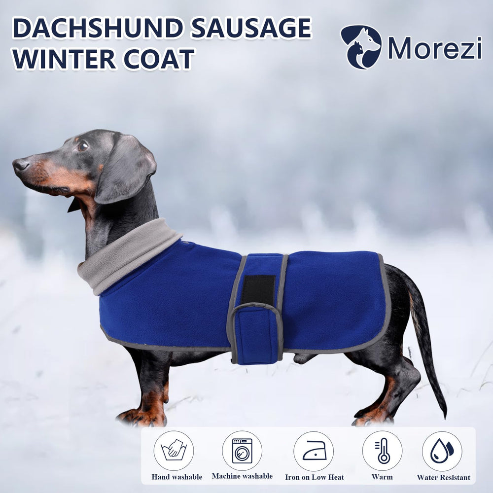 Morezi banda reflectante en capa para dachshund azul mejora visibilidad.