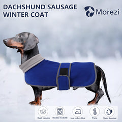 Morezi banda reflectante en capa para dachshund azul mejora visibilidad.