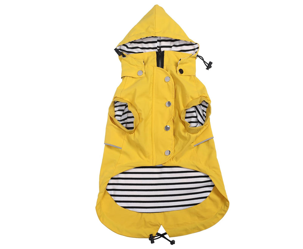 Morezi capa impermeable para perros, amarillo con botones, ideal para paseos bajo lluvia