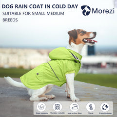 Morezi capa de lluvia para perro, vista trasera, diseño impermeable y práctico.