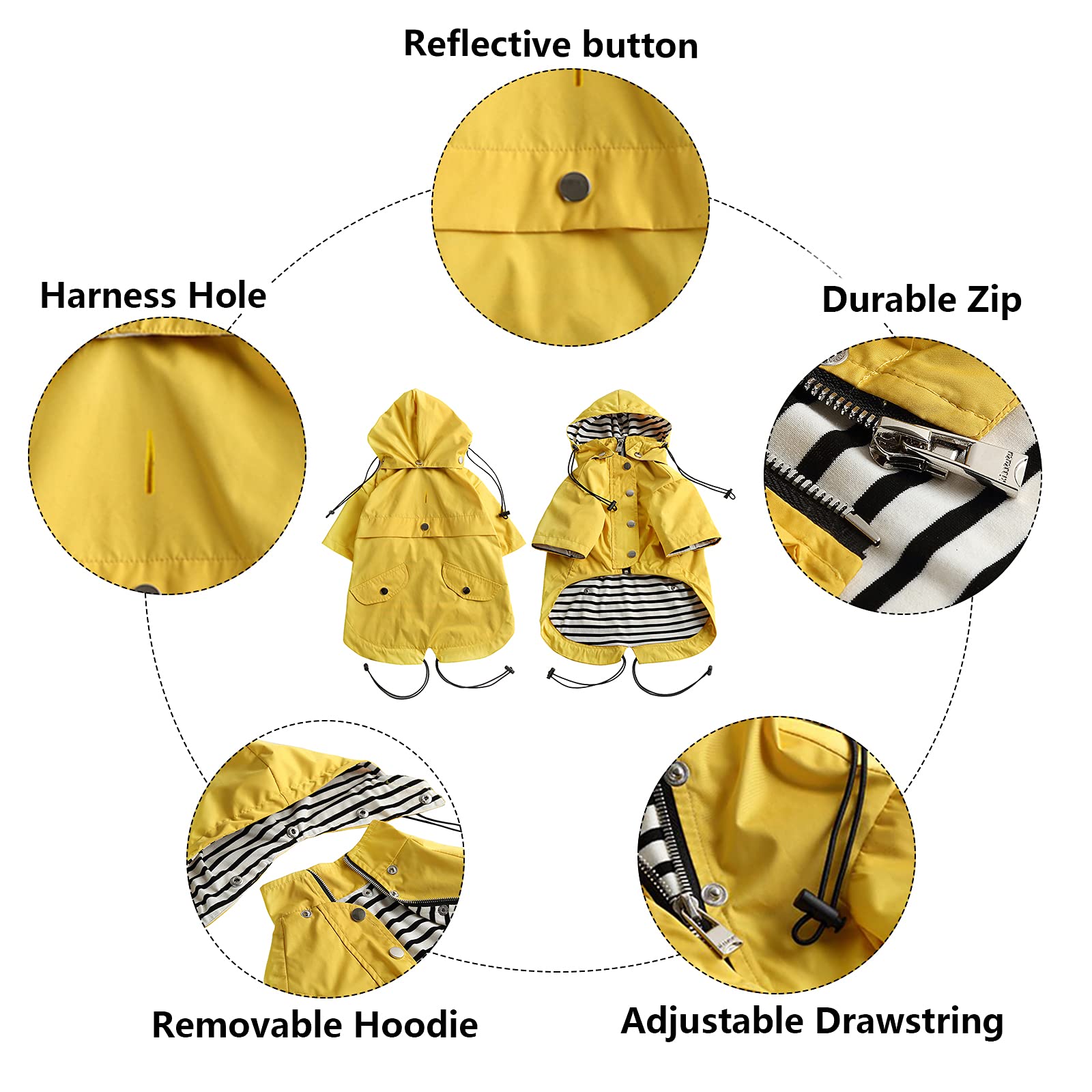 Morezi chaqueta impermeable con bolsillos traseros para llaves y bolsas de paseo.