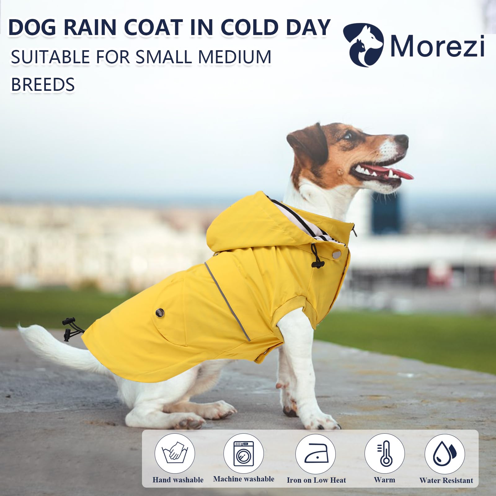 Morezi chubasquero para perro con capucha, ideal para salir cuando llueve.