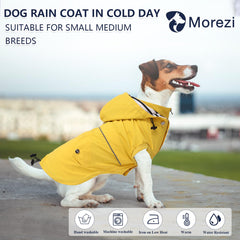Morezi chubasquero para perro con capucha, ideal para salir cuando llueve.
