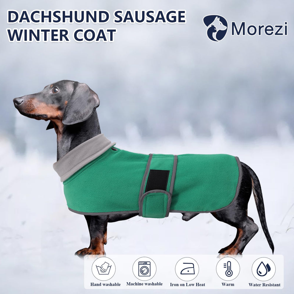 Morezi sudadera para perro salchicha verde con cinta reflectante para visibilidad nocturna