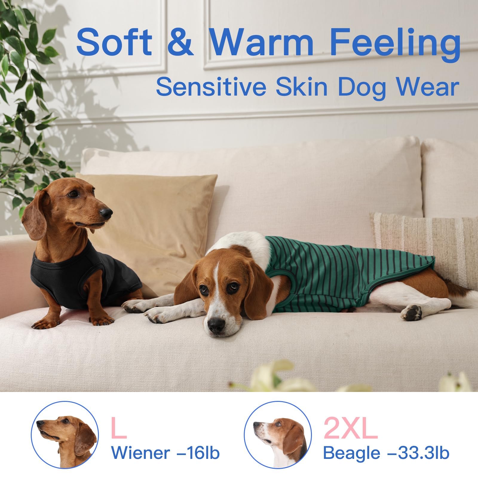 MORVIGIVE sueteres perros, vista lateral; diseño versátil para combinar con ropa.