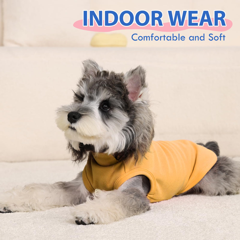 MORVIGIVE sudadera amarilla para perro pequeño, vista trasera práctica.