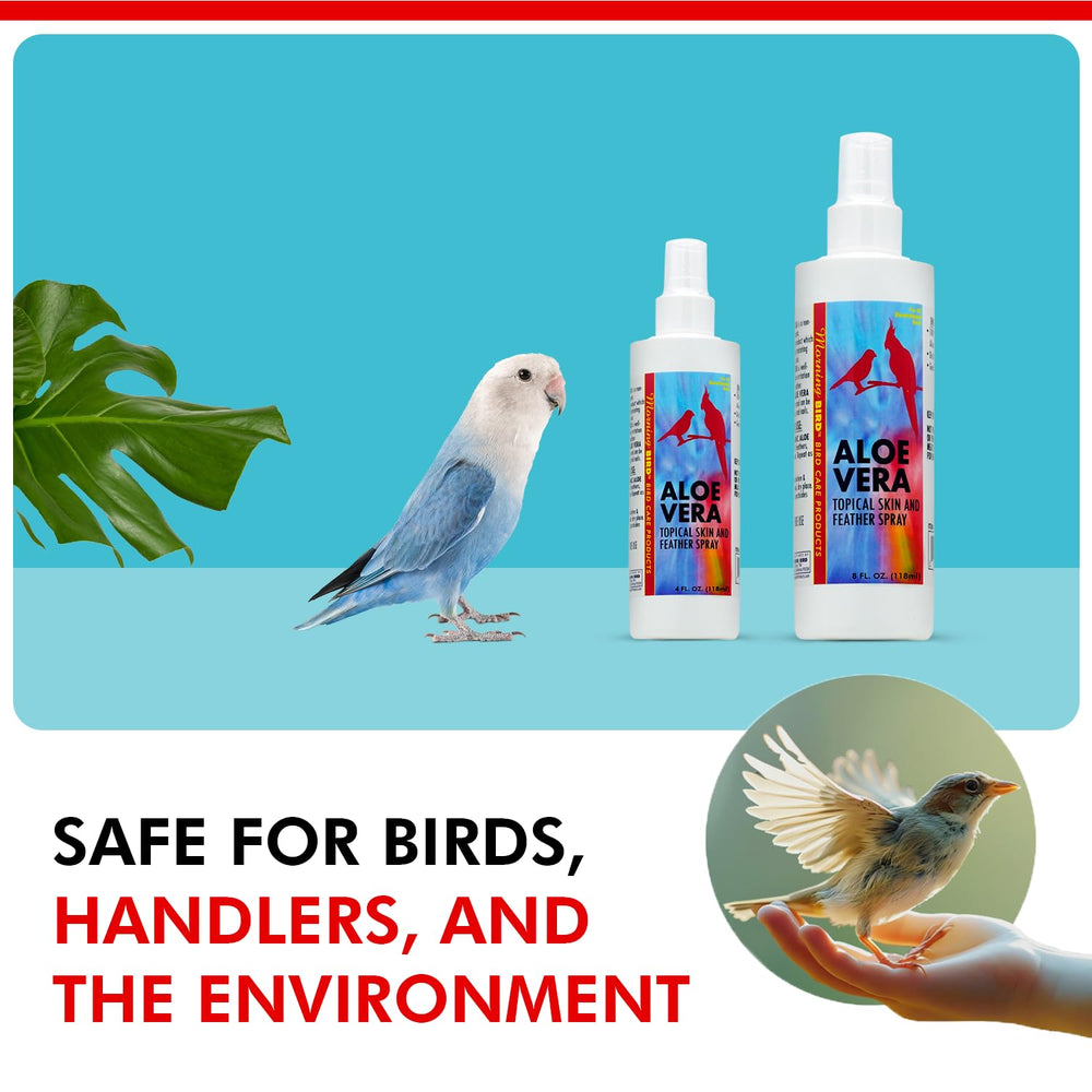 Producto hecho en EE. UU. Morning Bird Aloe Vera Spray para aves.