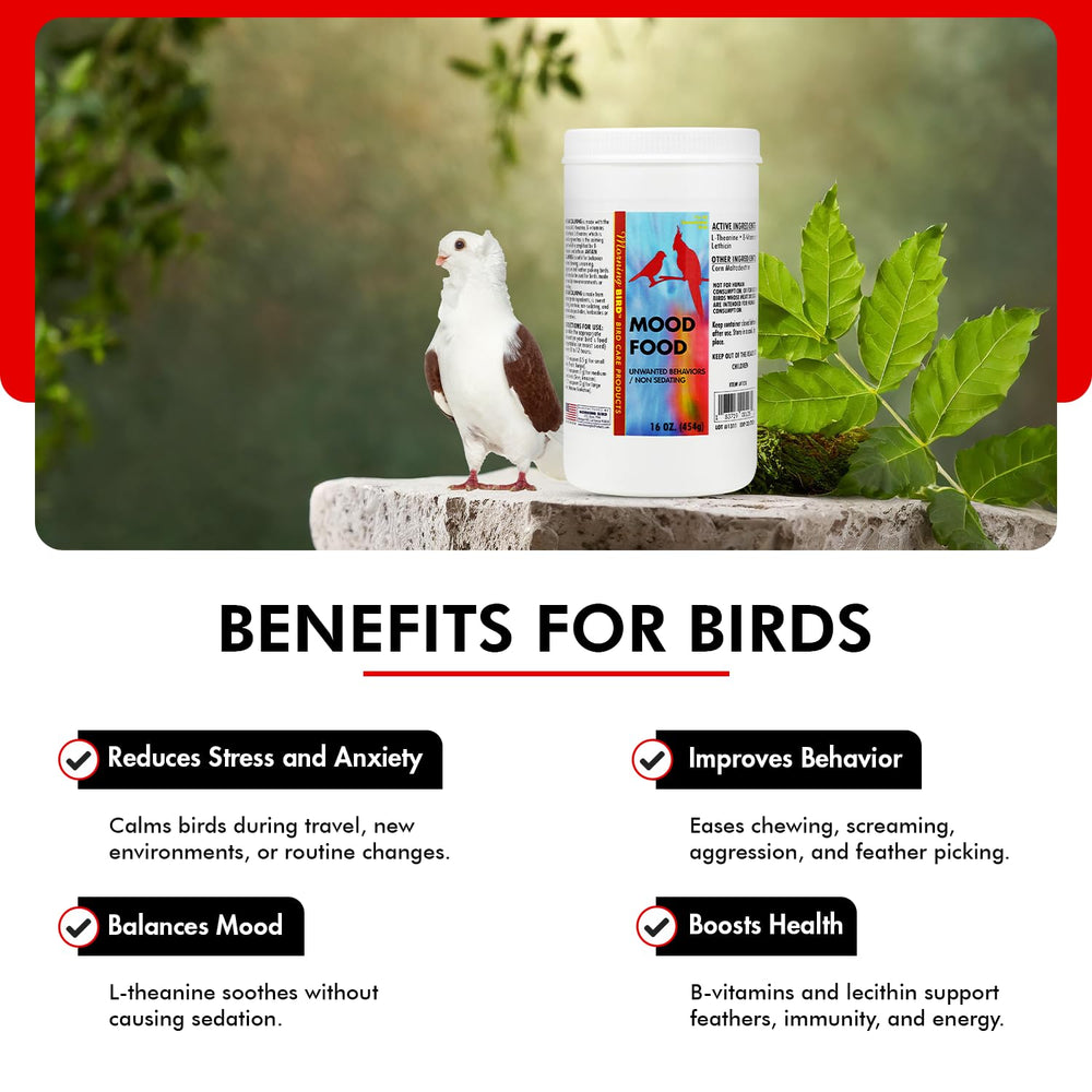 Morning Bird Mood Food, polvo: textura fina para mezclar con la comida diaria.