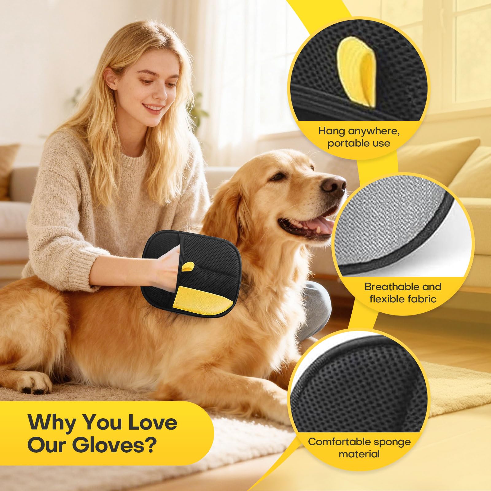 Guantes Morphcontainerpet para pelo en alfombras, recogida eficiente