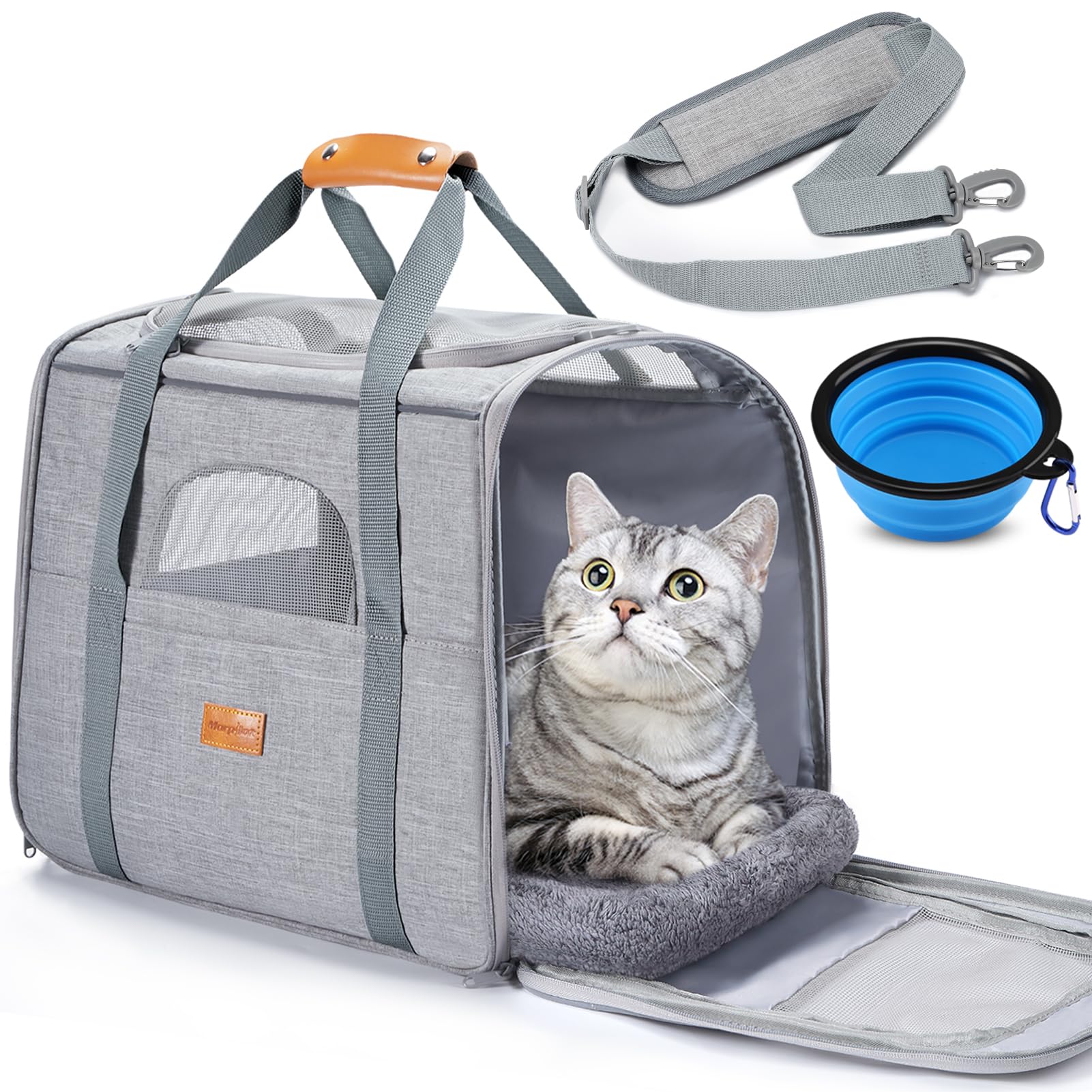 Morpilot transportín para gatos portátil con espacio amplio para viajar.