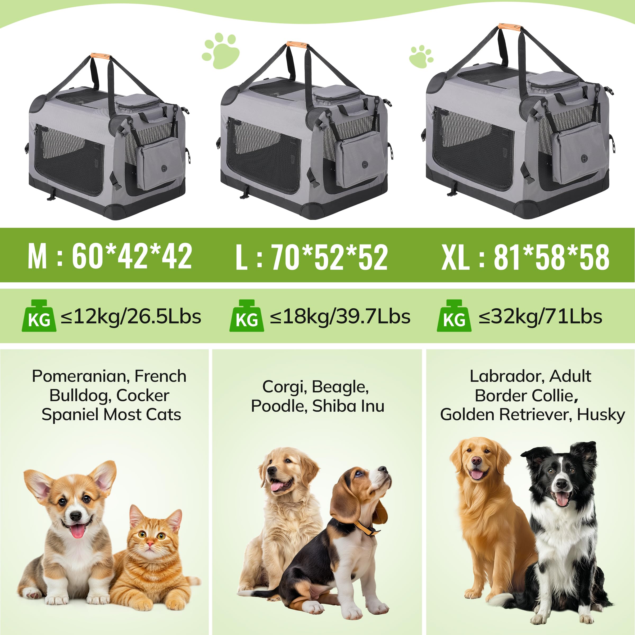 Morpilot jaula para perro con bolsillo de almacenamiento para accesorios.