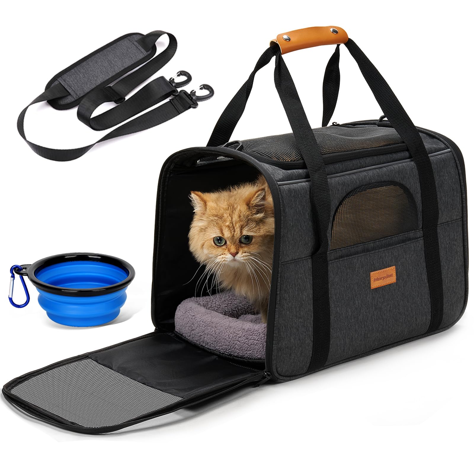 Morpilot transporte mascotas tela suave, cómodo para gatos grandes durante viajes