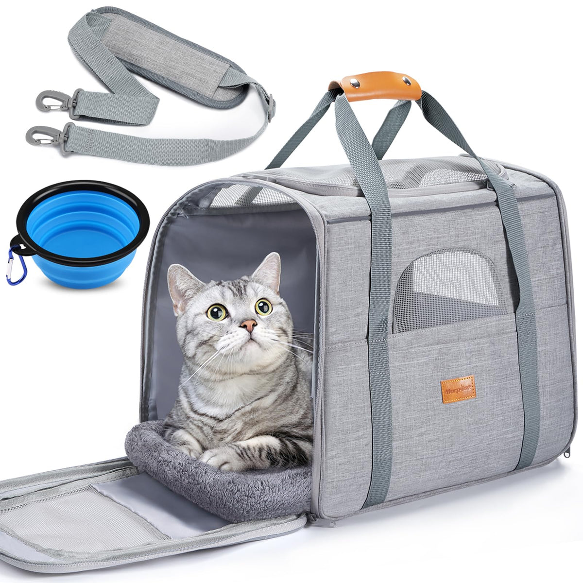 MorPilot transportín para gato con espacio amplio para moverse cómodo durante el viaje