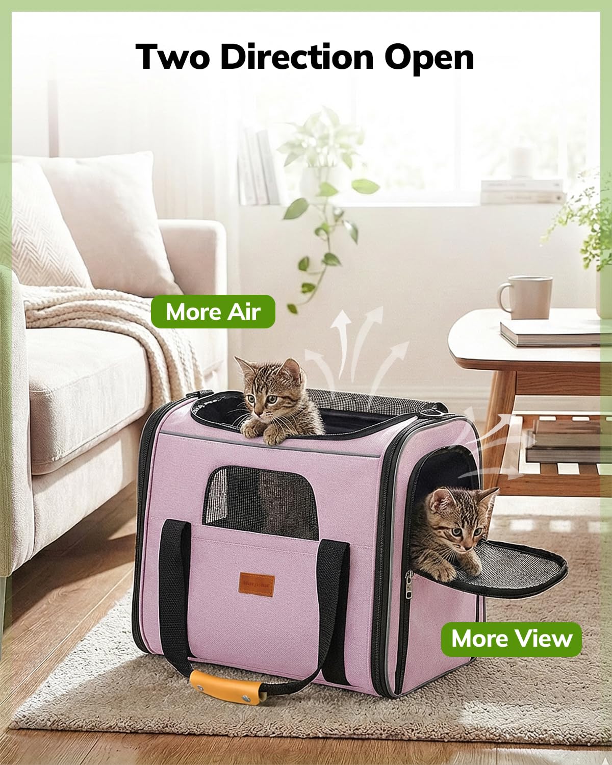 Mor pilot transportin gato mango-cuero para transporte a mano.