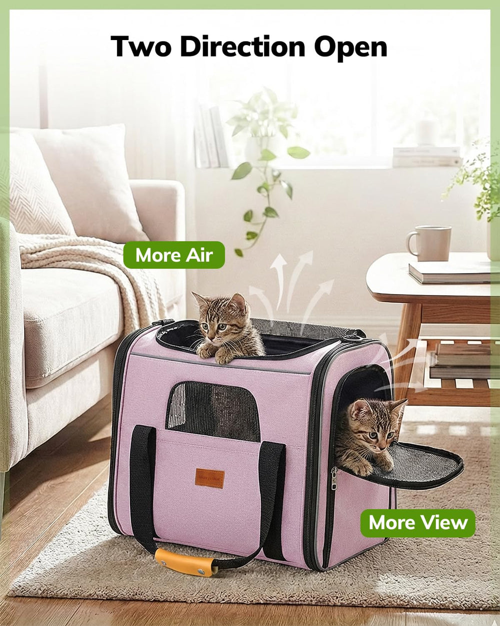 Mor pilot transportin gato mango-cuero para transporte a mano.