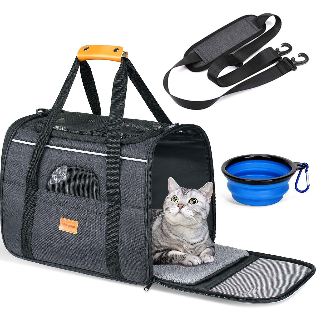 Morpilot transportin para gatos con enfoque espacioso para viajar.