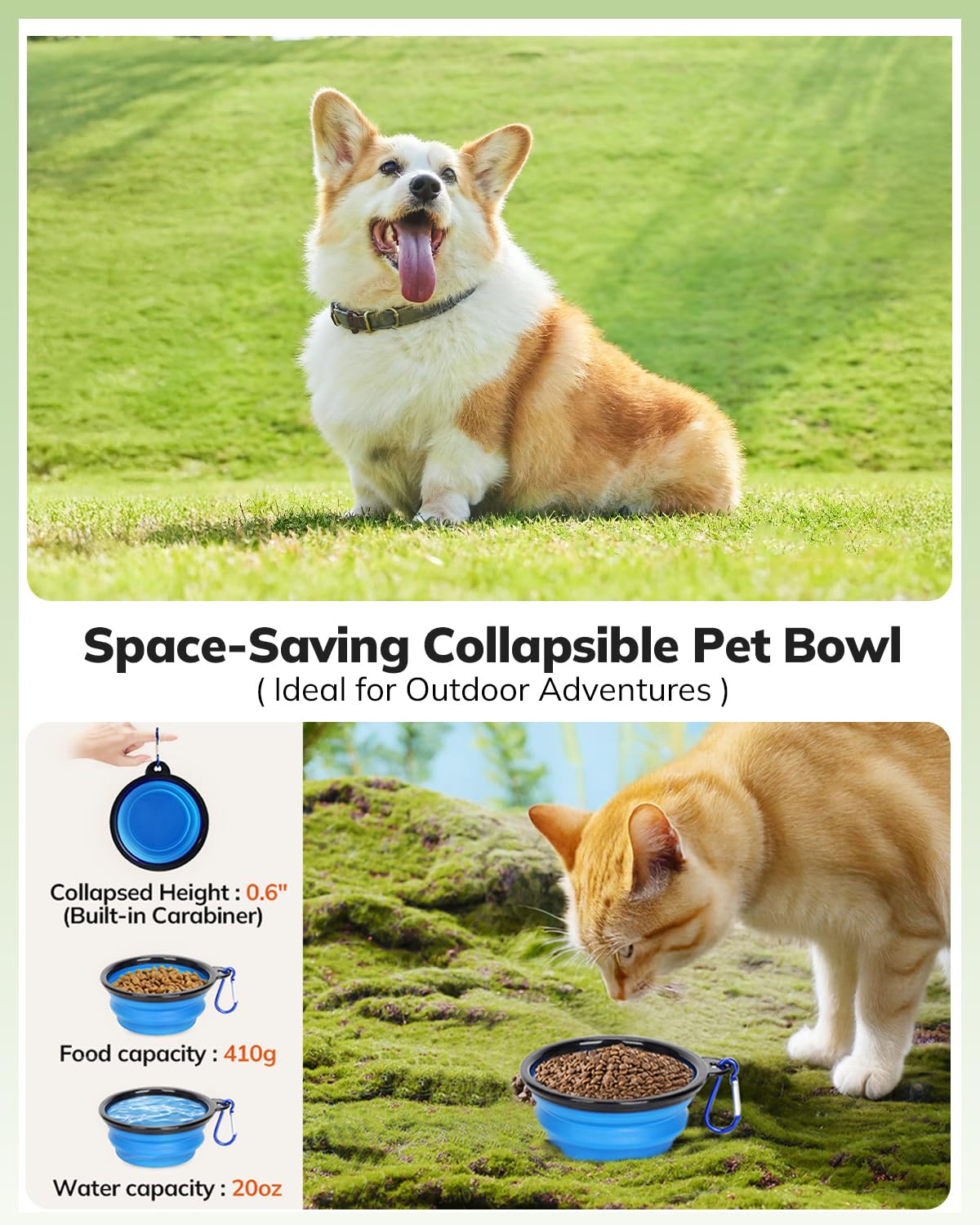 Morpilot transportin para gatos con tazon plegable para comida y agua.