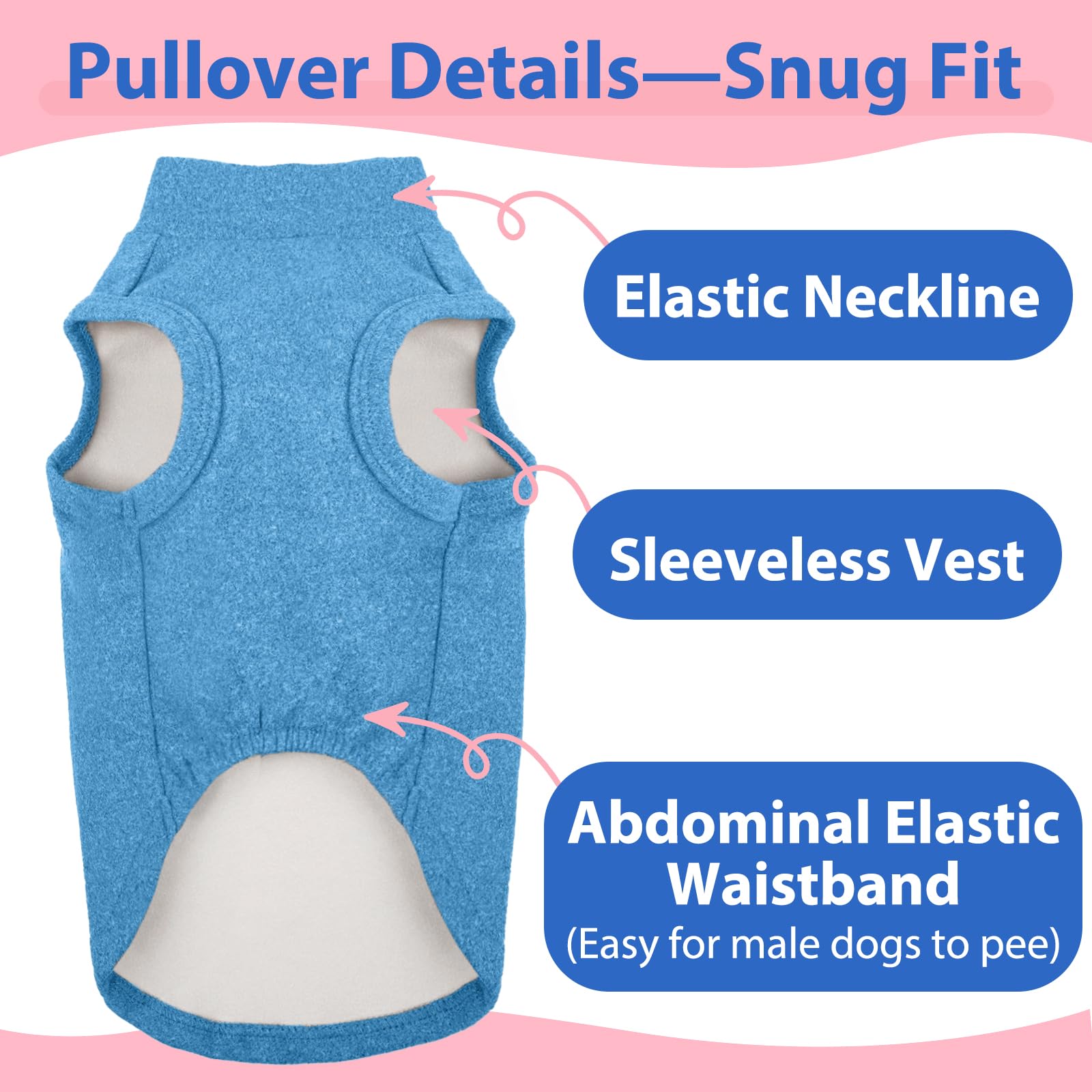 Morvigive chaleco forro polar perro azul talla M, fácil de poner y abrigado.