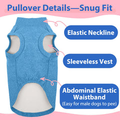 Morvigive chaleco forro polar perro azul talla M, fácil de poner y abrigado.