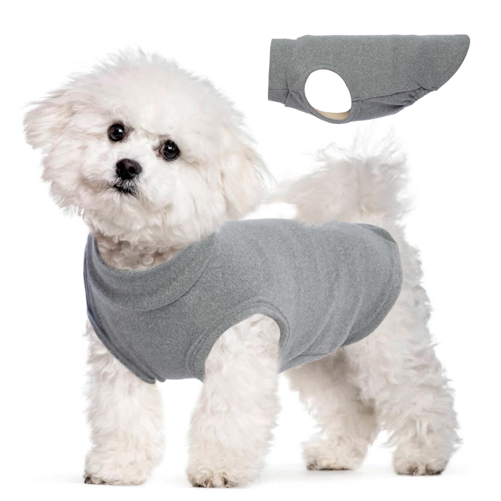 Morvigive chaleco para perro gris M con forro polar, ideal para paseos.