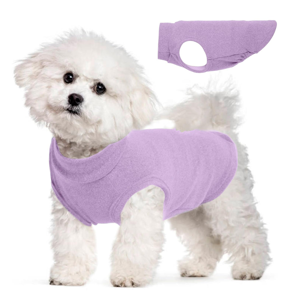 MORVIGIVE chaleco polar para perro tamano M lavanda, abrigo suave para paseos.