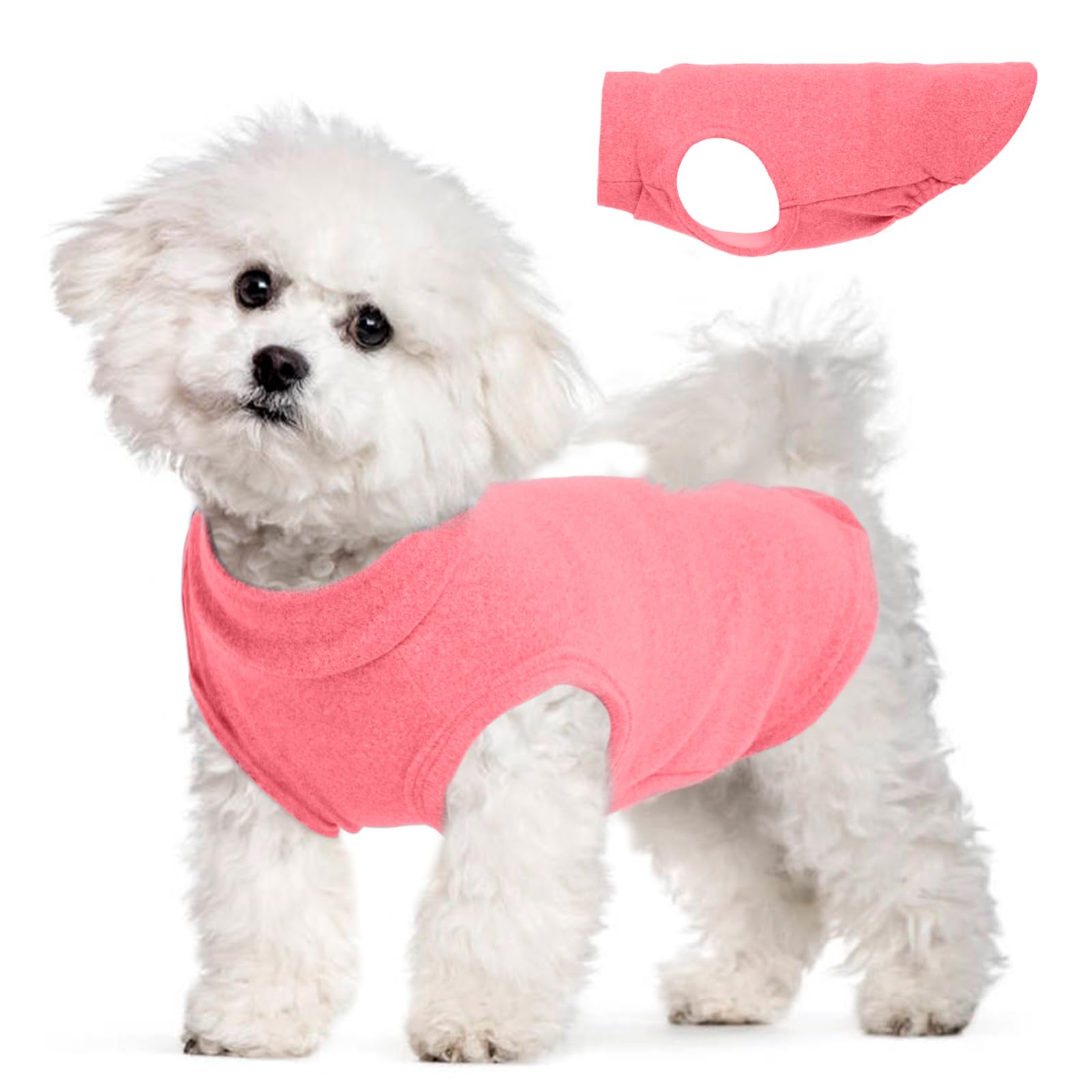 MORVIGIVE chaleco de forro felpa rosado para perro talla S; abrigo suave para paseos.