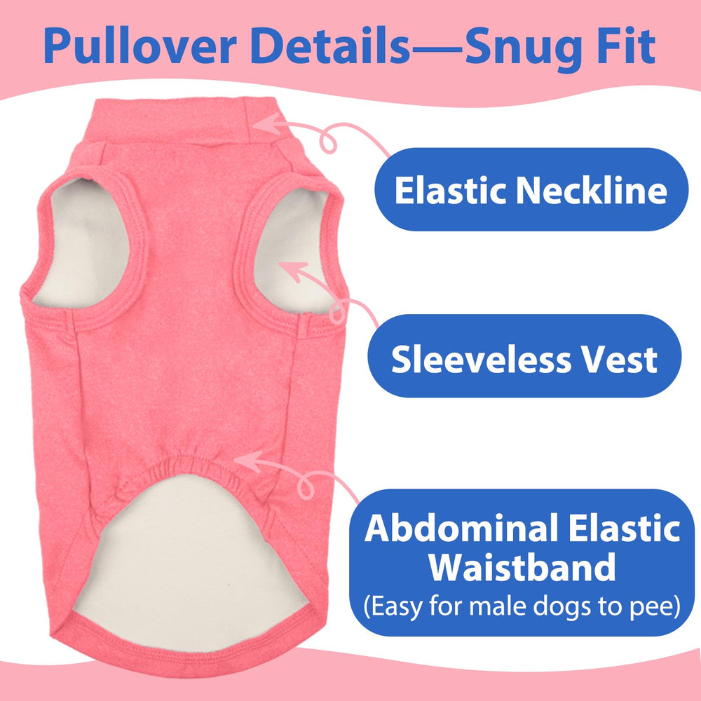 MORVIGIVE chaleco felpa rosado sin mangas para perro; diseño práctico y ligero.