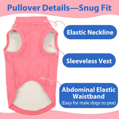 MORVIGIVE chaleco felpa rosado sin mangas para perro; diseño práctico y ligero.