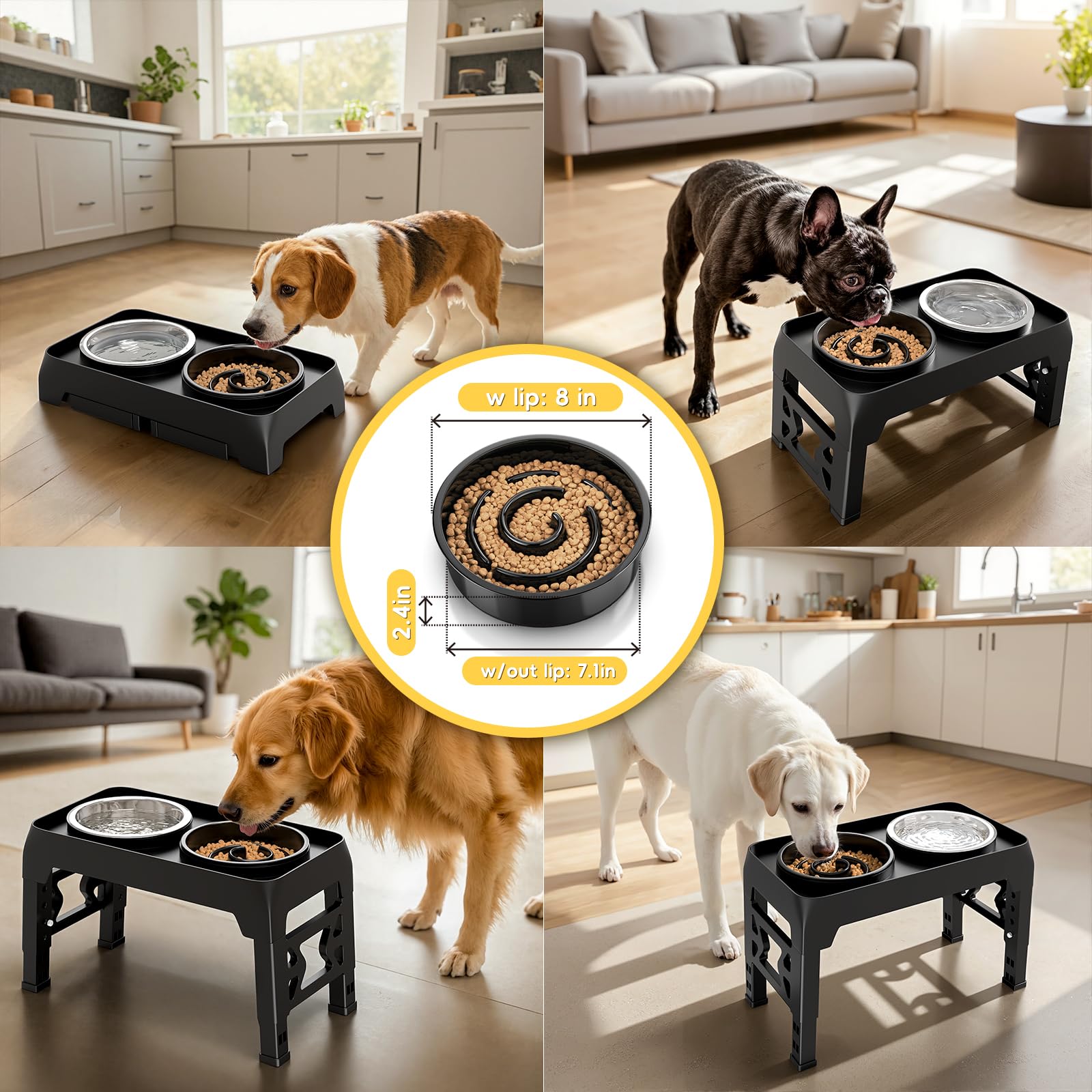 Moserein diseño espiral mantiene al perro mentalmente activo mientras come más lentamente.