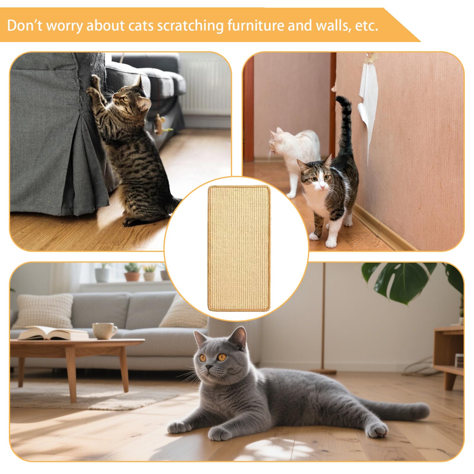 MOSIOBERDAVIAN: rascador de sisal para gatos, mejora la experiencia de juego y descanso.
