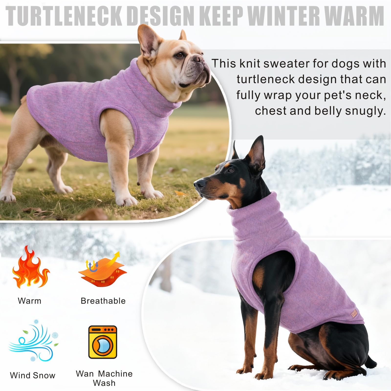 Mosucoirl suéter morado, ajuste cómodo en tallas XS a 4XL.