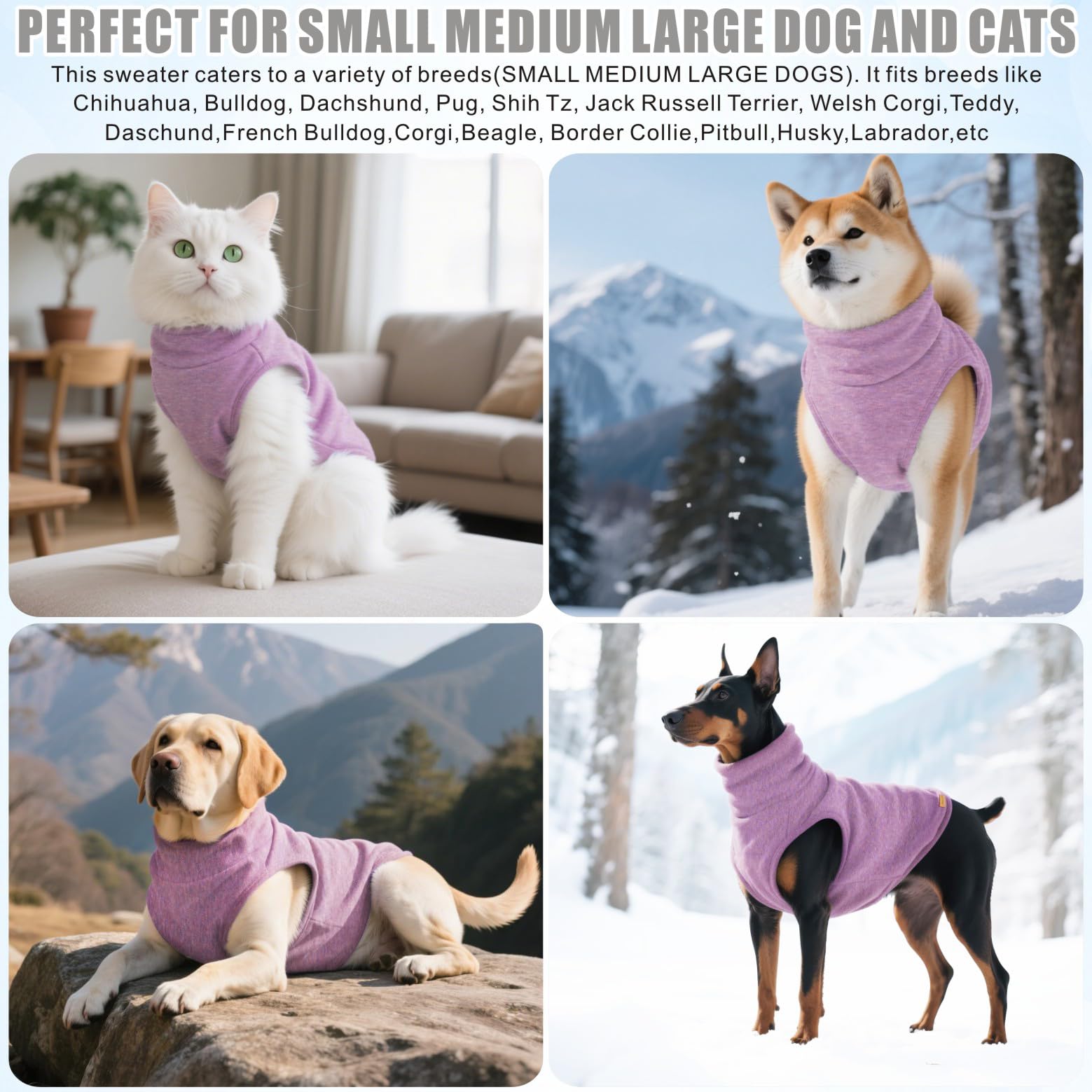 Mosucoirl suéter para perros, fácil de poner gracias a su diseño.