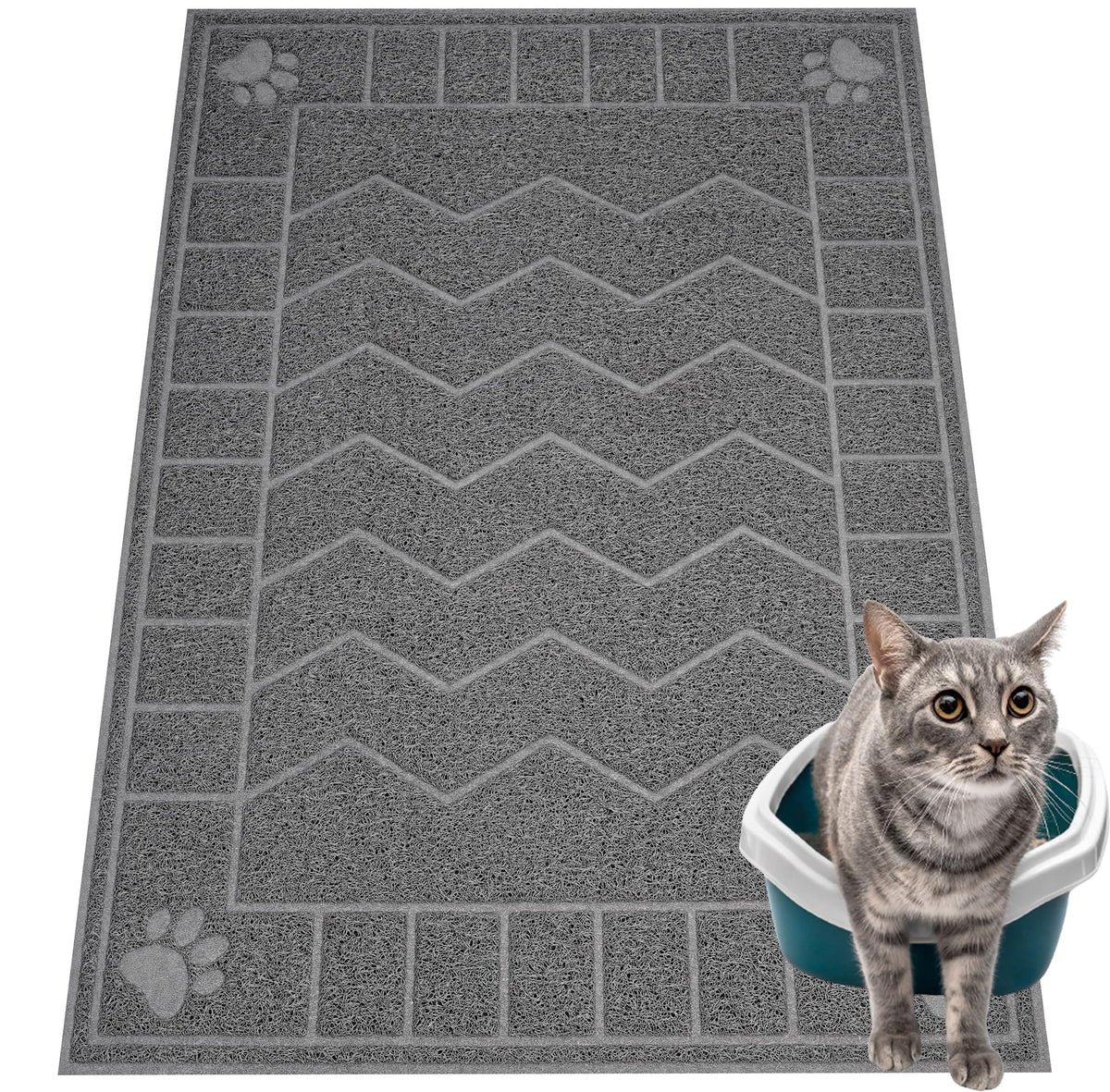 Alfombra Motsamla para arena de gato, gran cobertura que reduce salpicaduras.