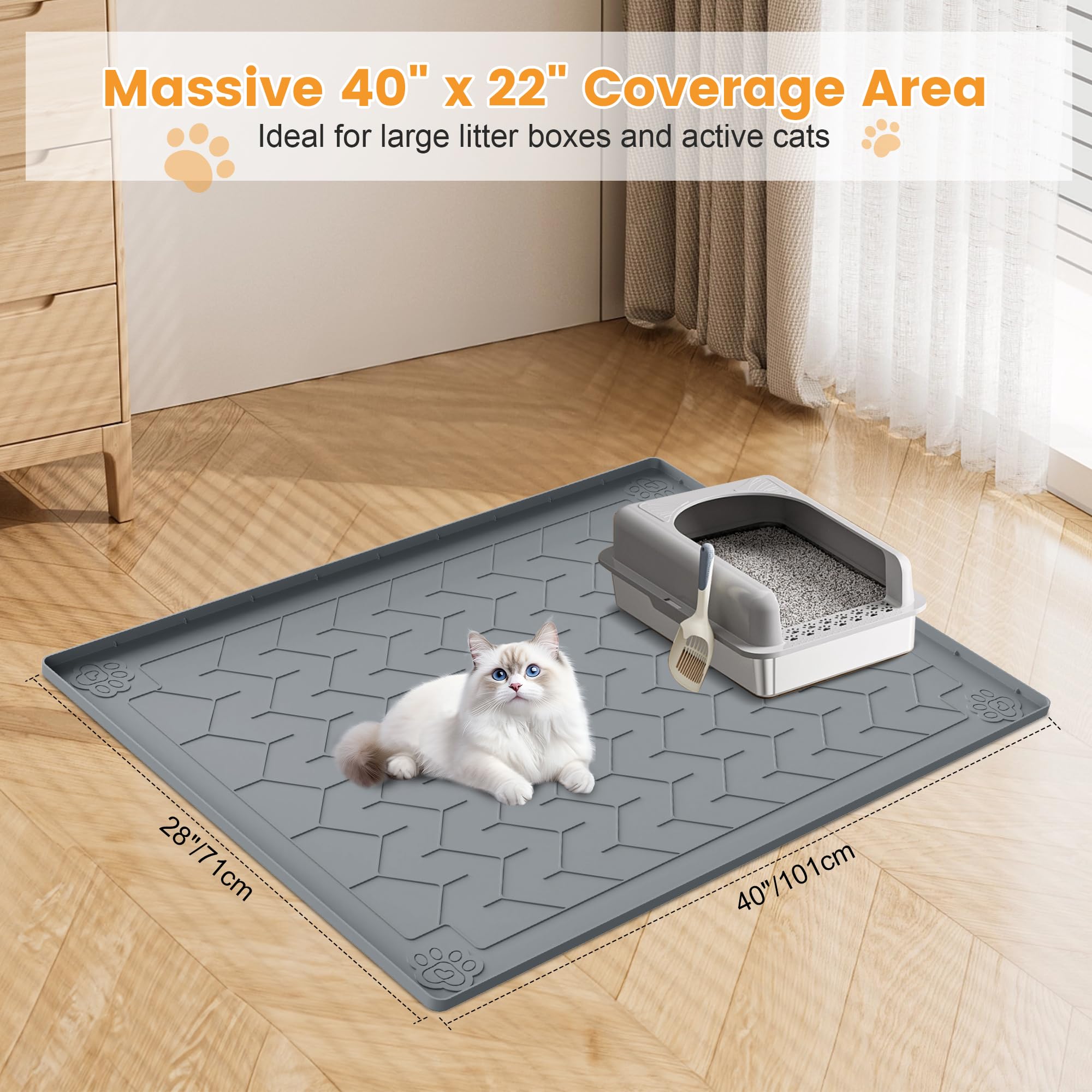 Alfombra de silicona impermeable Motsamla con bordes elevados previene derrames.