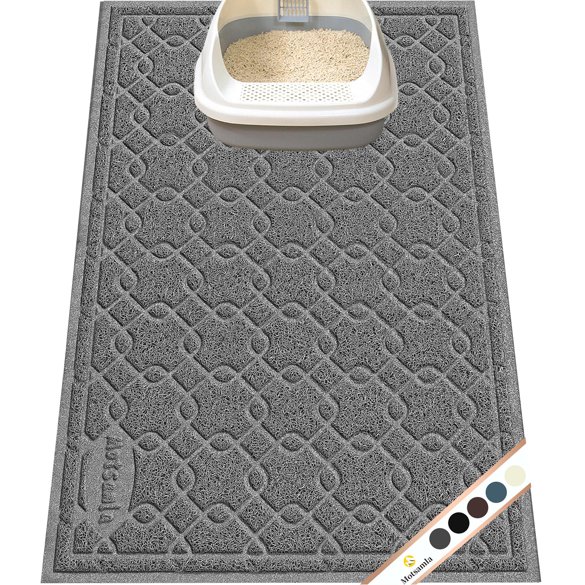 Alfombrilla para arena de gato Motsamla grande 35x24, reduce salpicaduras en el piso