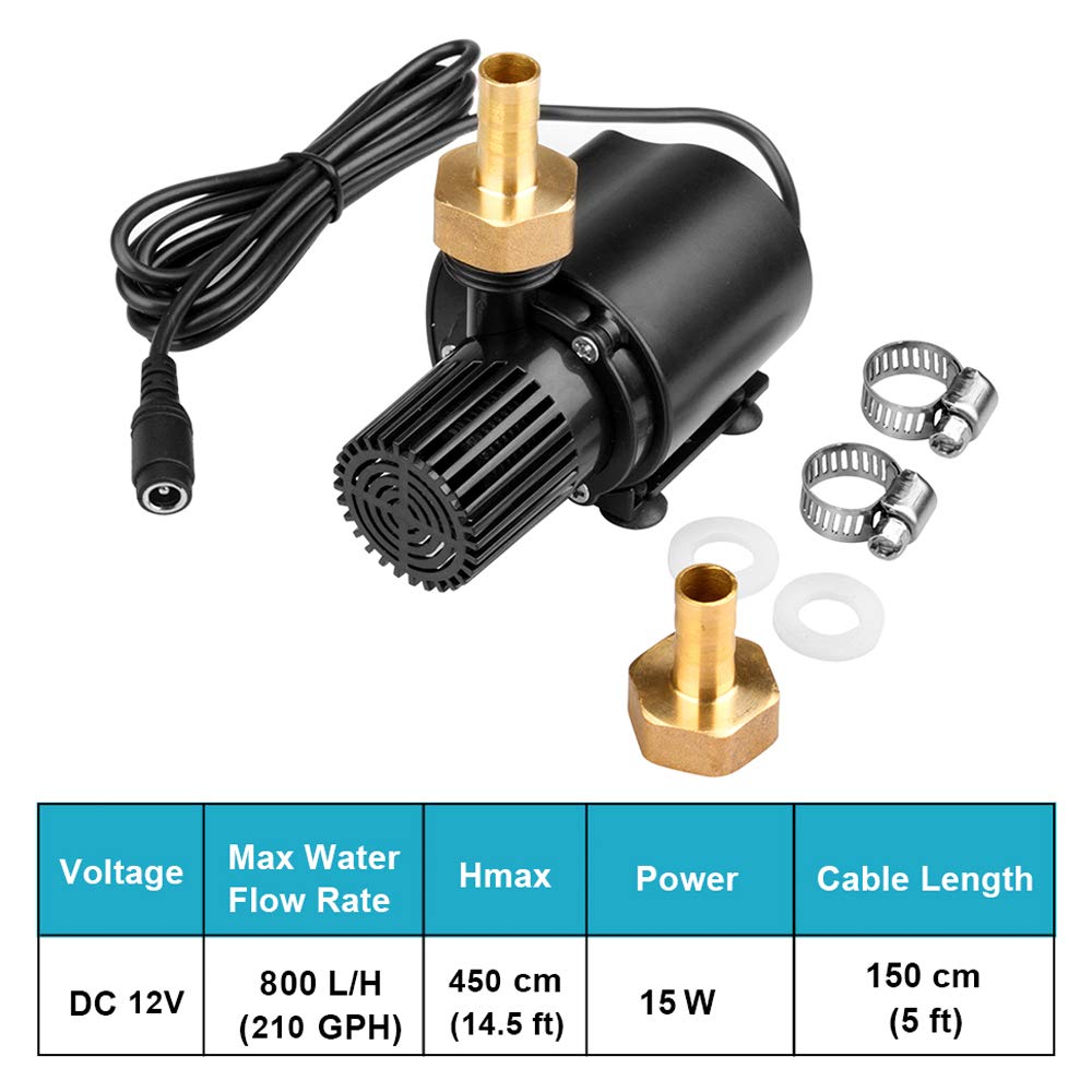 Mountain Ark DC12V bomba-submersible, boquilla-bronce incluida para conexión rápida.