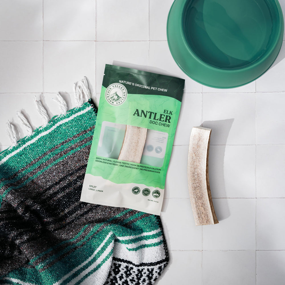 Mountain Valley Antlers para perros, origen sostenible y recogidas naturales.