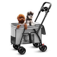Carriola MOV COMPRA gris vista frontal, ideal para viajes con mascotas