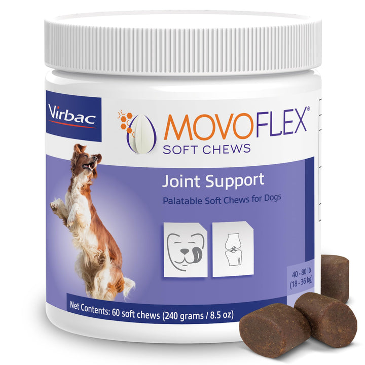 MOVOFLEX Gomitas suaves en empaque, apoyo diario para articulaciones caninas.