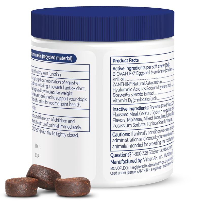 Movoflex: ingredientes de calidad para perros, apoyo potencial durante la actividad diaria.