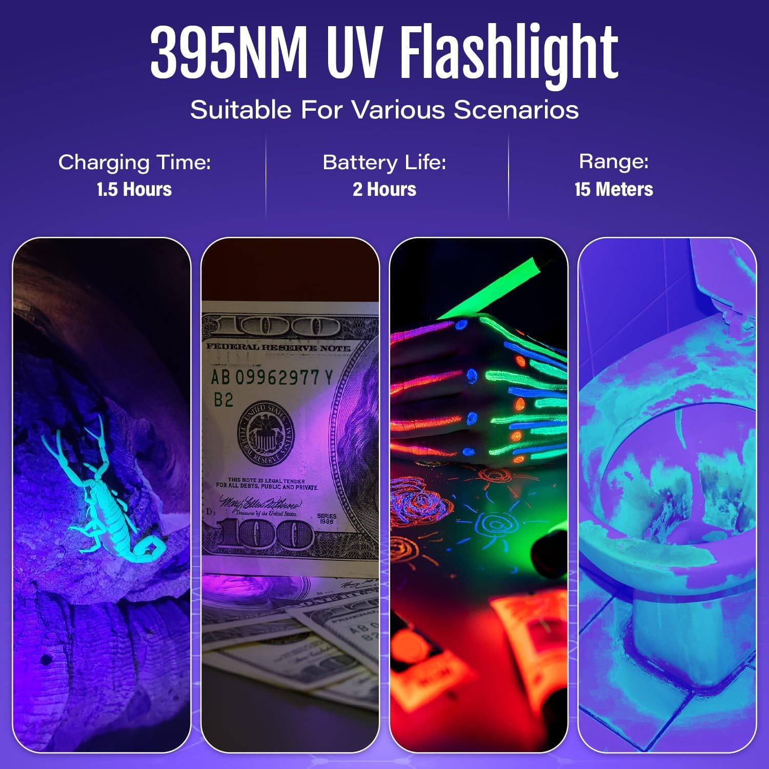 Linterna UV para uso en interiores y exteriores con fiabilidad