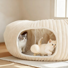 moymo tunel gato forma-s: área de juego versátil para gato curioso.