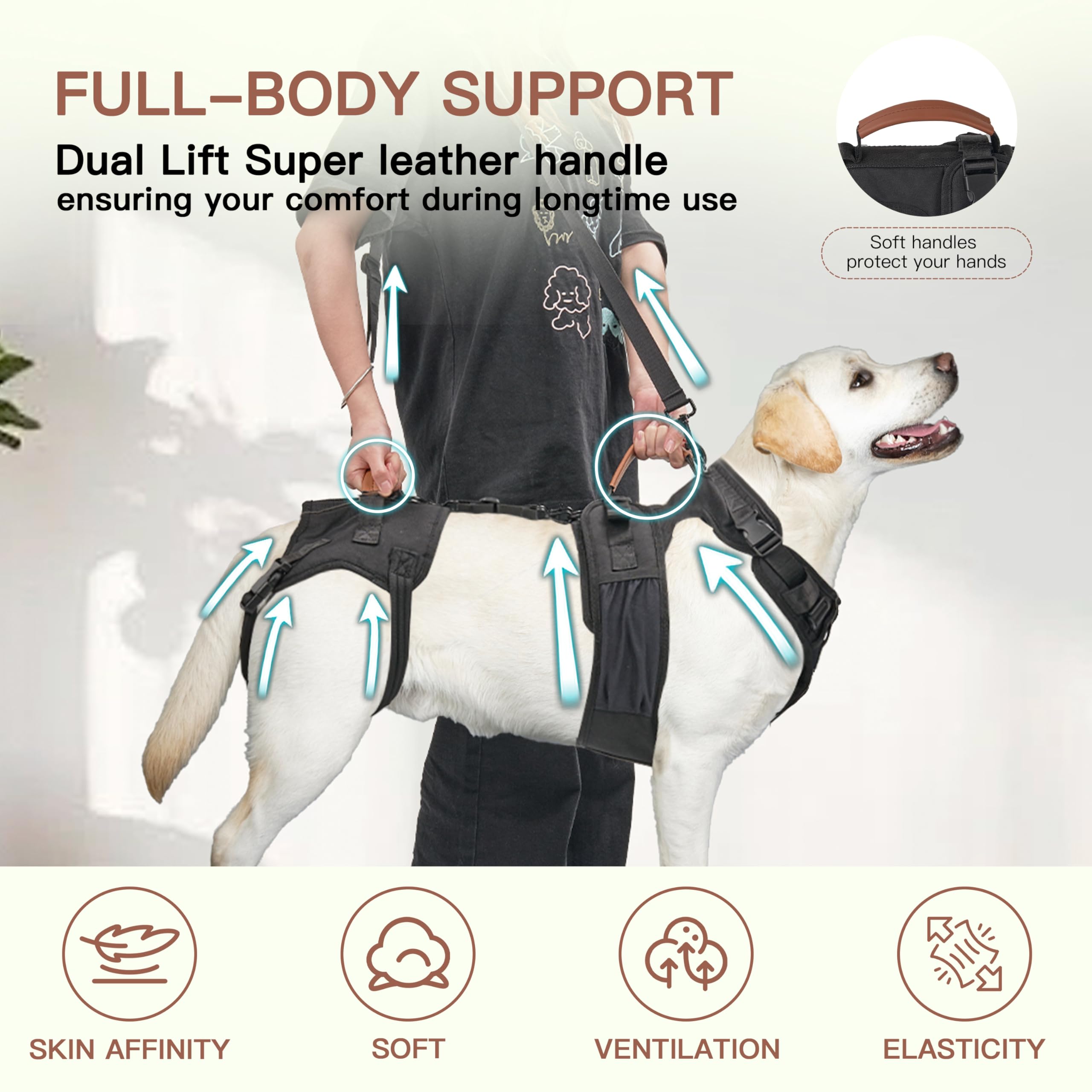 Moysoon Arnes Manija Ergonómica: agarradera cómoda para ayudar al perro