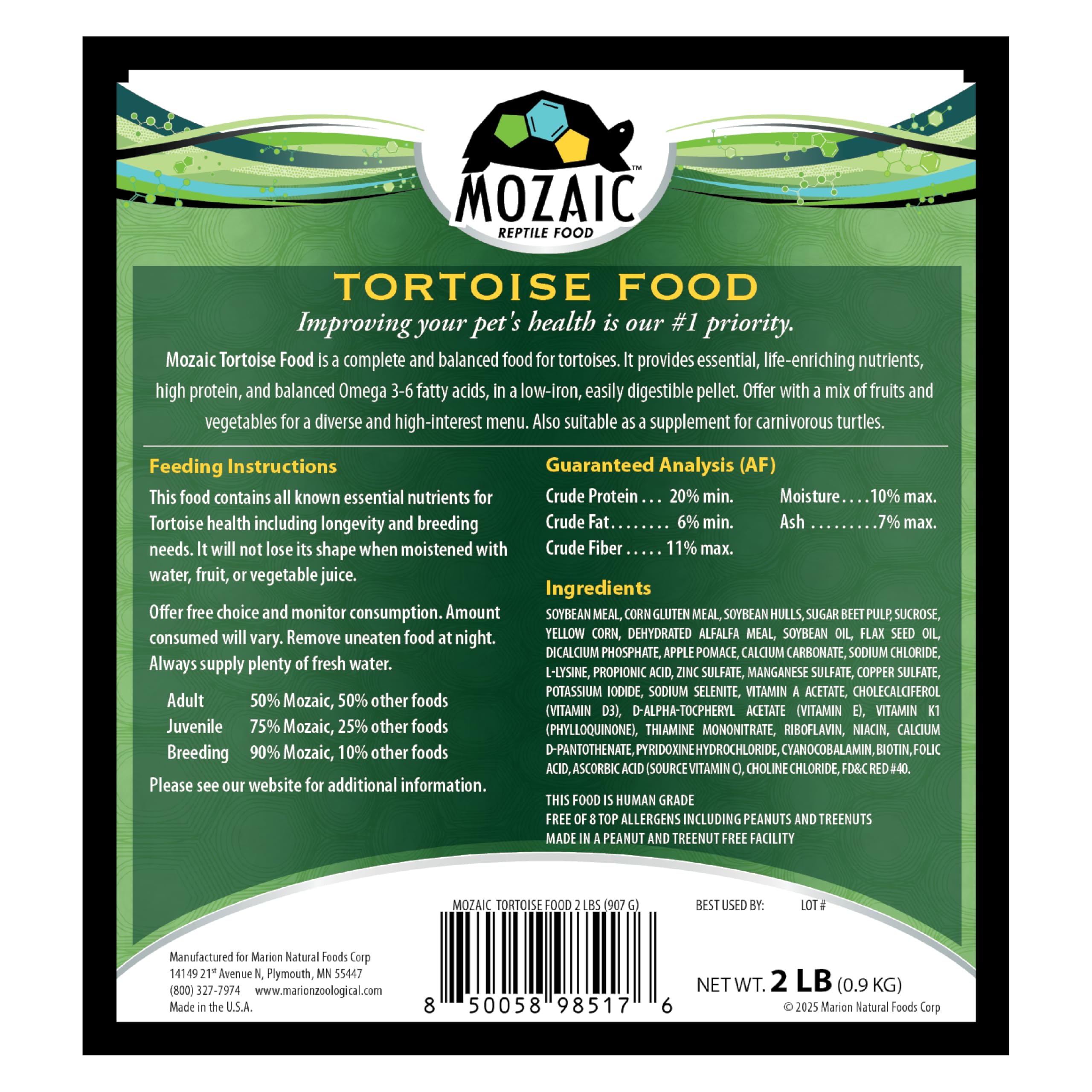 Bolsa Mozaic de 2 lb para dieta práctica de tortugas