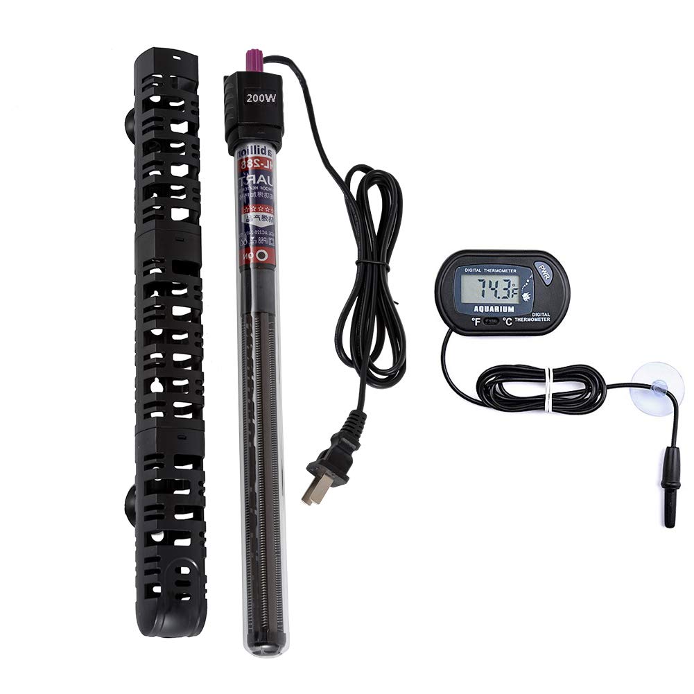 MQ calentador sumergible para acuario, enfoque frontal, mantiene temperatura estable para peces