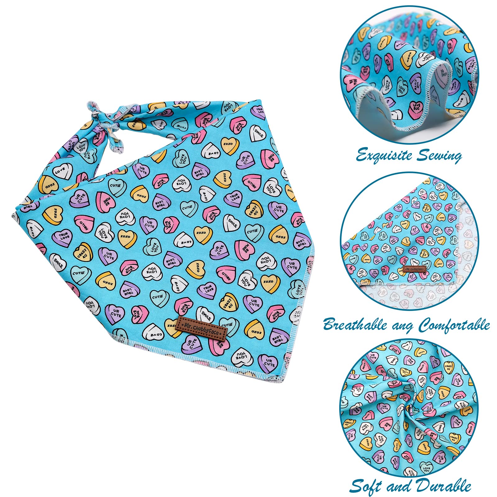 MR. CHUBBYFACE bandana algodón 100, suave y cómodo para perro.