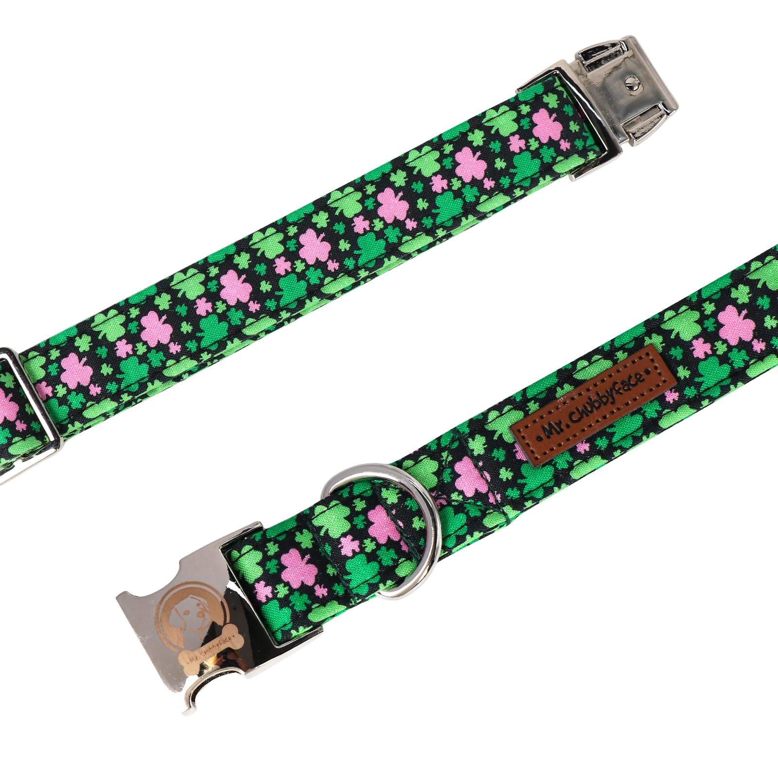 MR.CHUBBYFACE collar algodón verde, ligero y suave para perros.