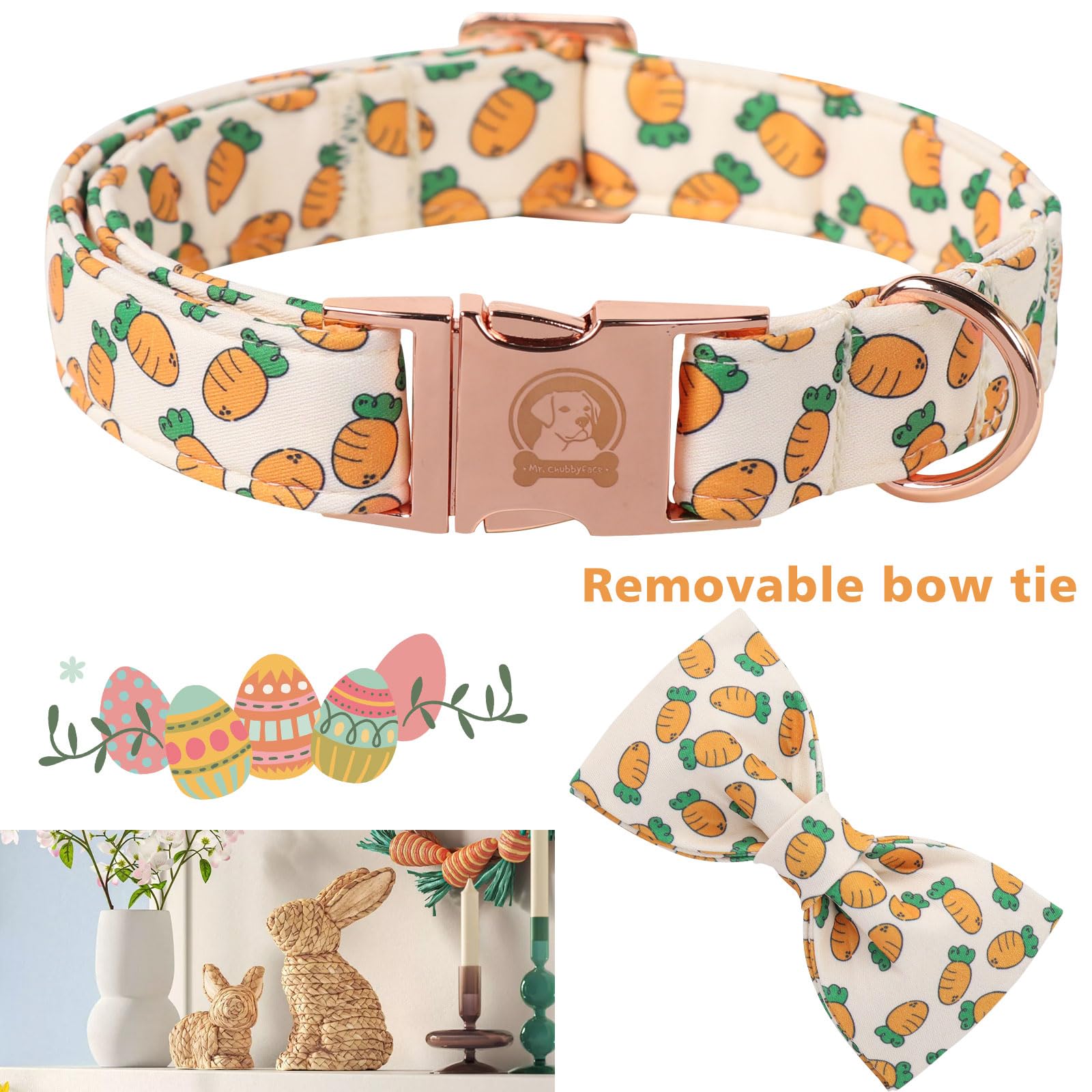 Collar MR.CHUBBYFACE con diseño de zanahoria, para paseos festivos.